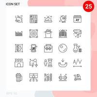 Mobile Interface Line Set of 25 Pictograms of calendar learning baby knowledge head Editable Vector Design Elements