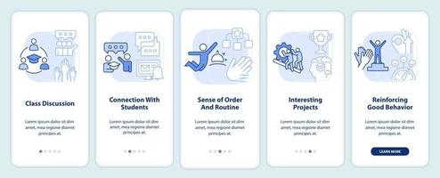Healthy learning environament light blue onboarding mobile app screen vector