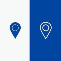 Location Marker Pin Line and Glyph Solid icon Blue banner Line and Glyph Solid icon Blue banner vector