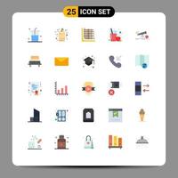 Mobile Interface Flat Color Set of 25 Pictograms of finance glass color fruit juice grid Editable Vector Design Elements