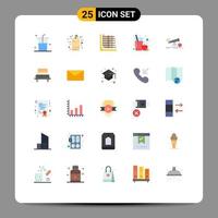 Mobile Interface Flat Color Set of 25 Pictograms of finance glass color fruit juice grid Editable Vector Design Elements