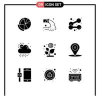 Universal Icon Symbols Group of 9 Modern Solid Glyphs of earth snowy sewage cloud sport Editable Vector Design Elements