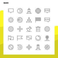 conjunto de iconos de línea básica conjunto 25 iconos diseño de estilo minimalista vectorial conjunto de iconos negros paquete de pictogramas lineales vector
