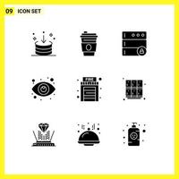 9 Universal Solid Glyphs Set for Web and Mobile Applications house fire database view search Editable Vector Design Elements