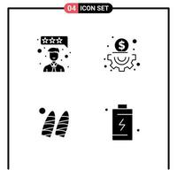 Universal Icon Symbols Group of 4 Modern Solid Glyphs of customer satisfaction sports business surf cell Editable Vector Design Elements