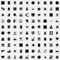 Set of 100 Universal Solid Icons vector