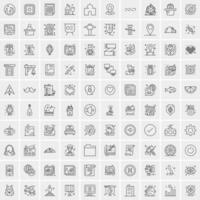 paquete de 100 iconos de líneas universales para móviles y web vector