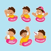 Greeting Chat Sticker Collection vector