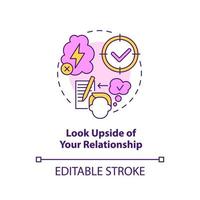 Look upside of relationship concept icon. Keep passion in relationship tip abstract idea thin line illustration. Isolated outline drawing. Editable stroke. vector