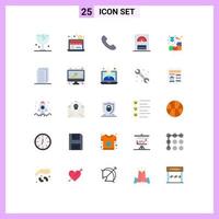 conjunto de 25 iconos modernos de la interfaz de usuario signos de símbolos para elementos de diseño vectorial editables del calentador de la caja del teléfono del cubo del rompecabezas vector