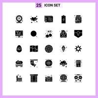 conjunto de 25 iconos de interfaz de usuario modernos signos de símbolos para elementos de diseño vectorial editables de batería de carga estratégica eléctrica de café vector