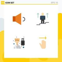 Pack of 4 Modern Flat Icons Signs and Symbols for Web Print Media such as sound bell boy user man professional Editable Vector Design Elements