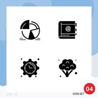 Editable Vector Line Pack of 4 Simple Solid Glyphs of chart internet analytics business telephone Editable Vector Design Elements