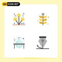 Pictogram Set of 4 Simple Flat Icons of firework chemical spark farming science Editable Vector Design Elements