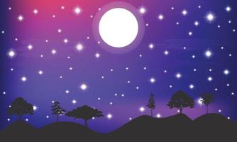 cielo estrellado nocturno abstracto, espacio azul brillante. fondo abstracto con luna y estrellas. ilustración vectorial para pancartas, folletos y diseño web vector