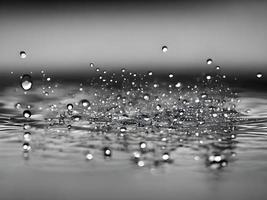 foto en blanco y negro de gotas de agua. ia generativa.