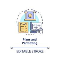 Plans and permitting concept icon. Approved project. Phase of home building abstract idea thin line illustration. Isolated outline drawing. Editable stroke. vector