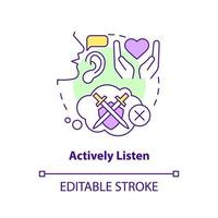 Actively listen concept icon. Reconnecting after huge fight abstract idea thin line illustration. Withholding judgment. Isolated outline drawing. Editable stroke. vector