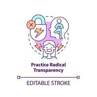 Practice radical transparency concept icon. Fixing struggling relationship abstract idea thin line illustration. Isolated outline drawing. Editable stroke. vector