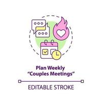 Plan weekly couples meetings concept icon. Fixing relationship when living together abstract idea thin line illustration. Isolated outline drawing. Editable stroke. vector