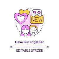 Have fun together concept icon. Keep spark alive in relationship abstract idea thin line illustration. Exploring new hobby. Isolated outline drawing. Editable stroke. vector