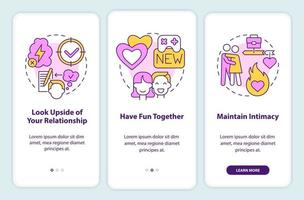 When you arent feeling it onboarding mobile app screen. Intimacy walkthrough 3 steps editable graphic instructions with linear concepts. UI, UX, GUI template. vector