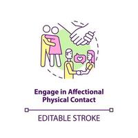 Engage in affectional physical contact concept icon. Living together as couple abstract idea thin line illustration. Isolated outline drawing. Editable stroke. vector