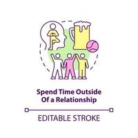 Spend time outside of relationship concept icon. Live-in relationship rule for couple abstract idea thin line illustration. Isolated outline drawing. Editable stroke. vector
