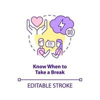 Know when to take break concept icon. Fixing broken marriage abstract idea thin line illustration. Conflict resolution. Isolated outline drawing. Editable stroke. vector