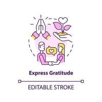 Express gratitude concept icon. How to repair relationship abstract idea thin line illustration. Appreciation for spouse. Isolated outline drawing. Editable stroke. vector