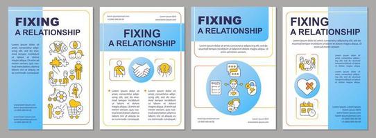 Fixing struggling relationship brochure template. Share feelings. Leaflet design with linear icons. Editable 4 vector layouts for presentation, annual reports.