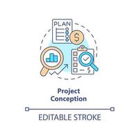 Project conception concept icon. Analysis of profitability. Real estate development abstract idea thin line illustration. Isolated outline drawing. Editable stroke. vector