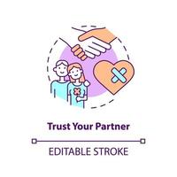 Trust partner concept icon. Saving broken relationship abstract idea thin line illustration. Showing mutual respect. Isolated outline drawing. Editable stroke. vector