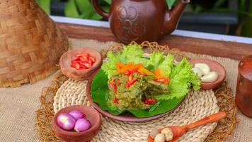 duck food with green chili complete with spices photo