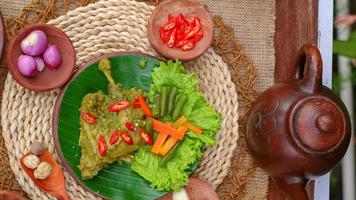 duck food with green chili complete with spices photo