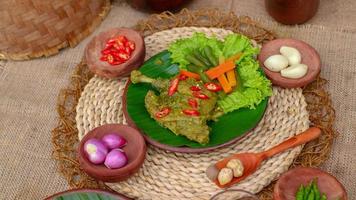 duck food with green chili complete with spices photo