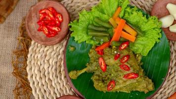 duck food with green chili complete with spices photo