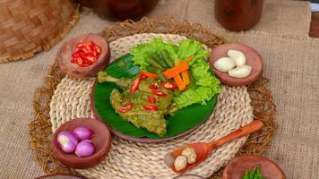 duck food with green chili complete with spices photo