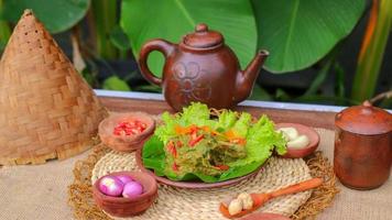 duck food with green chili complete with spices photo