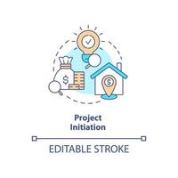 Project initiation concept icon. Construction start. Real estate development abstract idea thin line illustration. Isolated outline drawing. Editable stroke. vector