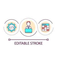 Programmer work loop concept icon. Creating software and applications. Digital data processing abstract idea thin line illustration. Isolated outline drawing. Editable stroke. vector