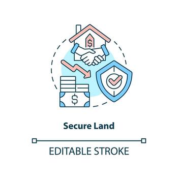Secure land concept icon. Safe property buying. Housing development tip abstract idea thin line illustration. Isolated outline drawing. Editable stroke. vector
