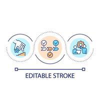 dirección para el icono del concepto de bucle de desarrollo de la empresa. estrategia de consecución de objetivos. Ilustración de línea delgada de idea abstracta de negocio. dibujo de contorno aislado. trazo editable. vector