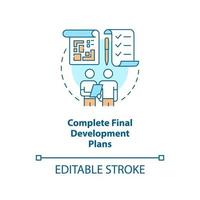 Complete final development plans concept icon. Tip for housing development abstract idea thin line illustration. Isolated outline drawing. Editable stroke. vector