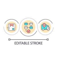 Supply chain loop concept icon. Storing and delivering products. Business structure abstract idea thin line illustration. Isolated outline drawing. Editable stroke. vector