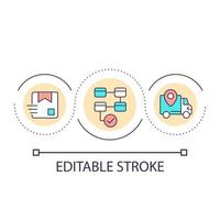 Supply chain loop concept icon. Storing and delivering products. Business structure abstract idea thin line illustration. Isolated outline drawing. Editable stroke. vector