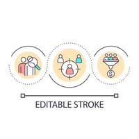 Choose audience loop concept icon. Analysis of customer behavior. Study clients needs abstract idea thin line illustration. Isolated outline drawing. Editable stroke. vector