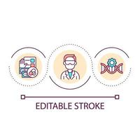 Pharmacological research loop concept icon. Scientific laboratory. Biotechnology development abstract idea thin line illustration. Isolated outline drawing. Editable stroke. vector