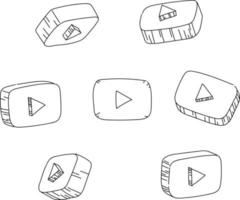 logotipo de youtube dibujado a mano vector