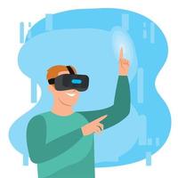 personaje masculino con gafas de realidad virtual ilustración vectorial vector
